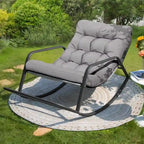Fauteuil à bascule extérieur extra-large confortable FINCATI, fauteuil à bascule relaxant d'intérieur Papasan de 204 kg pour toutes les saisons