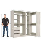 Besiost Set of 2 Corner Closet System with Tower Shelves, Freestanding Closet Organizer with Drawers
