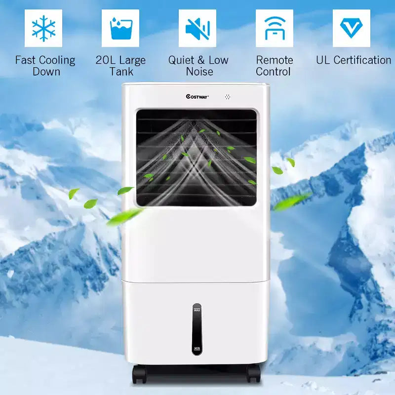 Costway Evaporative Portable Air Cooler Fan & Humidifier with Remote Control 7.5 Timer