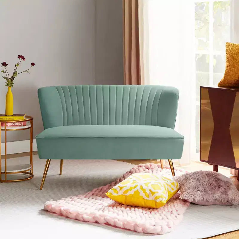 Velvet Nicolas Loveseat Chair Contemporary 2-Seater Sofa for Living Room and Bedroom Tufted Back Loveseat | Karat Home
