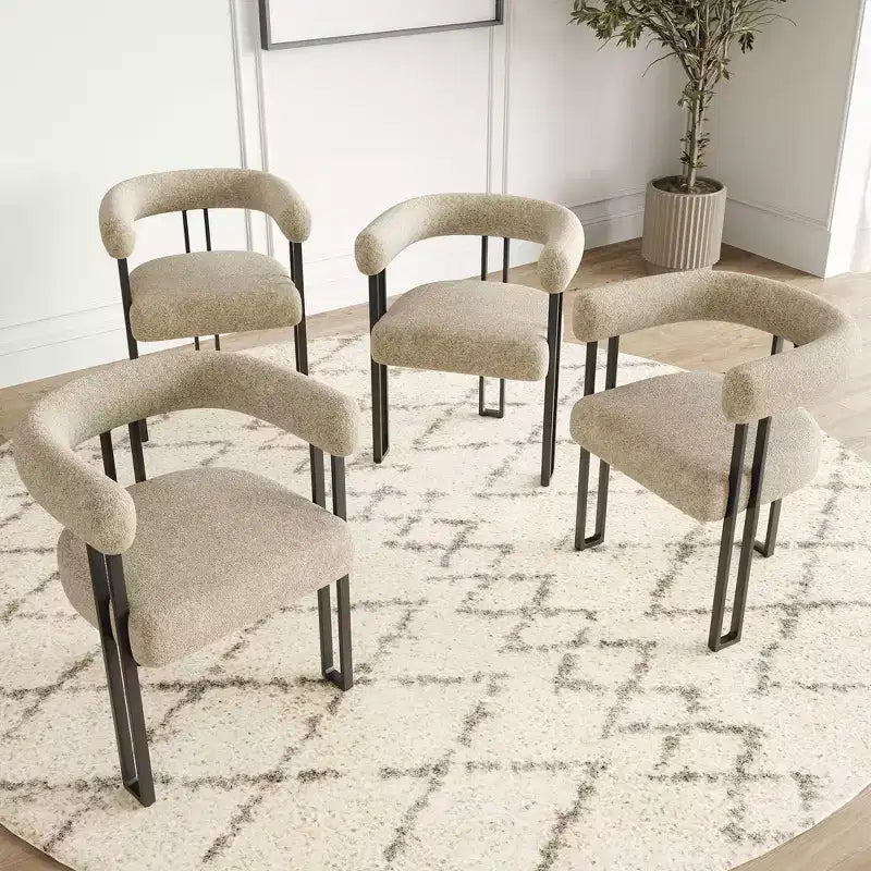Lot de 2 chaises de salle à manger rondes modernes TUYOHW, chaises de salle à manger rembourrées avec siège coussiné et cadre en métal robuste
