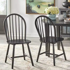 Buylateral Set of 2 Farmhouse Solid Wood Spindle Windsor Dining Chairs