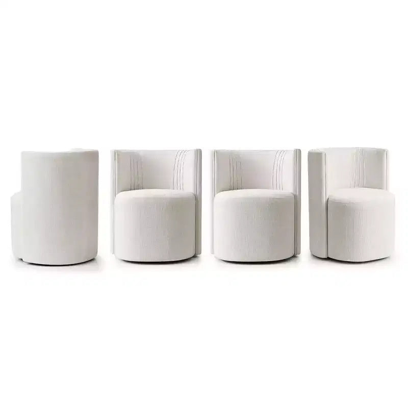 Lot de 4 chaises de salle à manger modernes pivotantes, chaises sans accoudoirs rembourrées en tissu texturé avec dossier incurvé pour salle à manger ou cuisine - Panipeachy