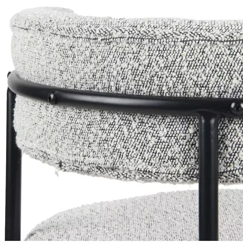 Roundhill Furniture Durban 5-Piece Round Dining Set, Wood Dining Table with 4 Boucle Chairs
