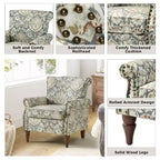Araceli Traditional Wooden Upholstered Floral Armchair with Wingback and Nailhead Trim| ART OF LIVING DESIGNS