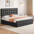Storage Bed Frame with 4 Drawers & Adjustable Headboard - Upholstered Platform Bed
