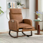 Fauteuil à bascule pour chambre d'enfant, Fauteuils à bascule d'allaitement avec repose-pieds, Fauteuil inclinable à bascule confortable avec pochette latérale, pour salon, chambre à coucher