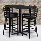 Emma and Oliver 24W x 42L Rectangular Laminate Table Set & 4 Ladder Back Stools