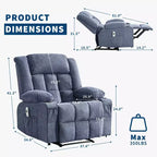 Recliner Chair with Massage & Heat, Glider with Side Pockets & Cup Holder