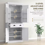 71 Kitchen Pantry Cabinet with LED Lights, 6 Door Shelves, a Drawer and 4 Adjustable Shelves