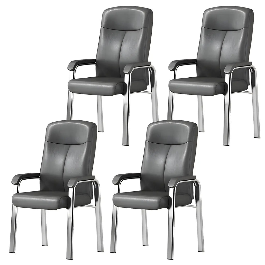 HomeyFad Modern Leather Metal 4-Leg Office Chair with Arms