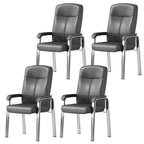 HomeyFad Modern Leather Metal 4-Leg Office Chair with Arms