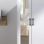 Wardrobe Closet Armoire wi/Mirror & Scalable Hanging Rod Space Saving