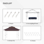 Outsunny 12 x 12 Pop Up Canopy Sun Shade Instant Tent Folding with Mesh Sidewall Netting, 3-Level Adjustable Height