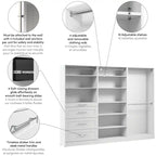 107 Système de dressing modulaire avec tringles, étagères et tiroirs style Shaker