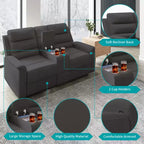 Beige/Gray Tech Fabric Reclining Loveseat Sofa, 2-Seat, Adjustable Backrest & Footrest