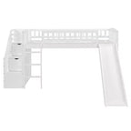 Luxystar Twin Size Loft Bed With Slide and Storage Stairs for Kids' Room