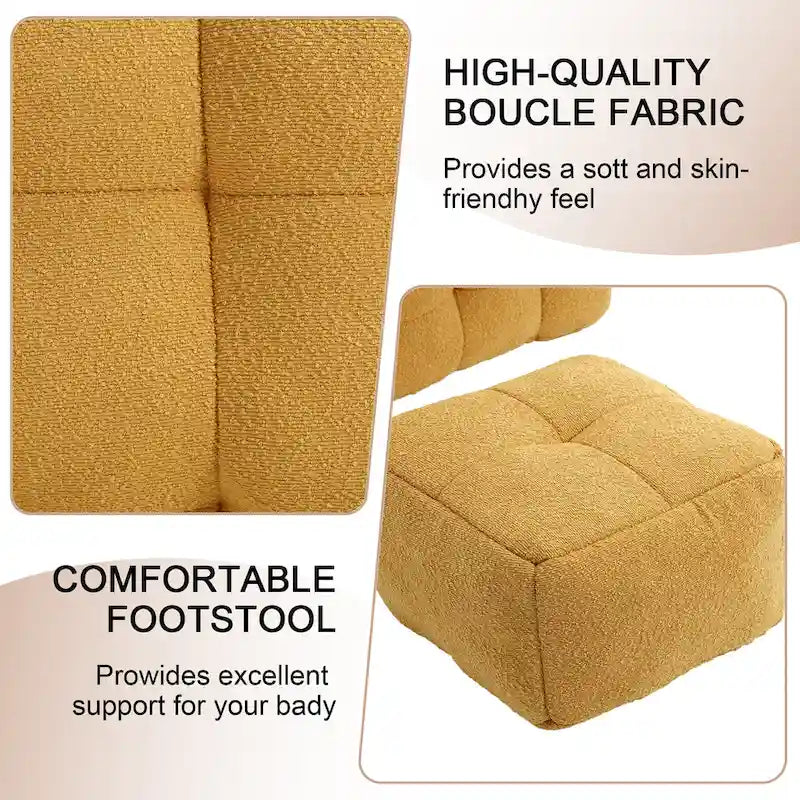 HOMEFUN Fauteuil d'appoint moderne capitonné en tissu bouclé avec ottoman
