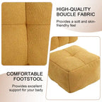 HOMEFUN Fauteuil d'appoint moderne capitonné en tissu bouclé avec ottoman