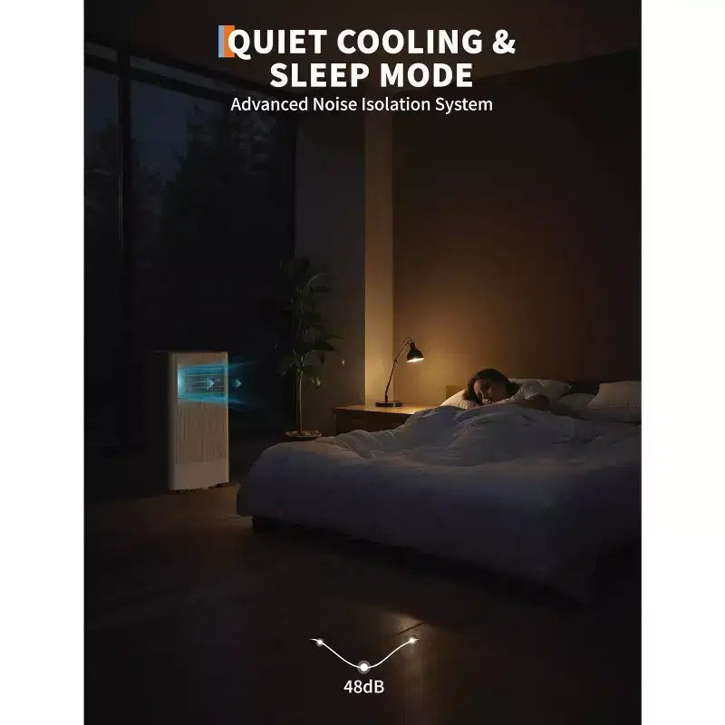Climatiseur portable, 10 000 BTU, pour pièce jusqu'à 42 m², climatiseur portable 3-en-1 autonome avec ventilateur et déshumidificateur