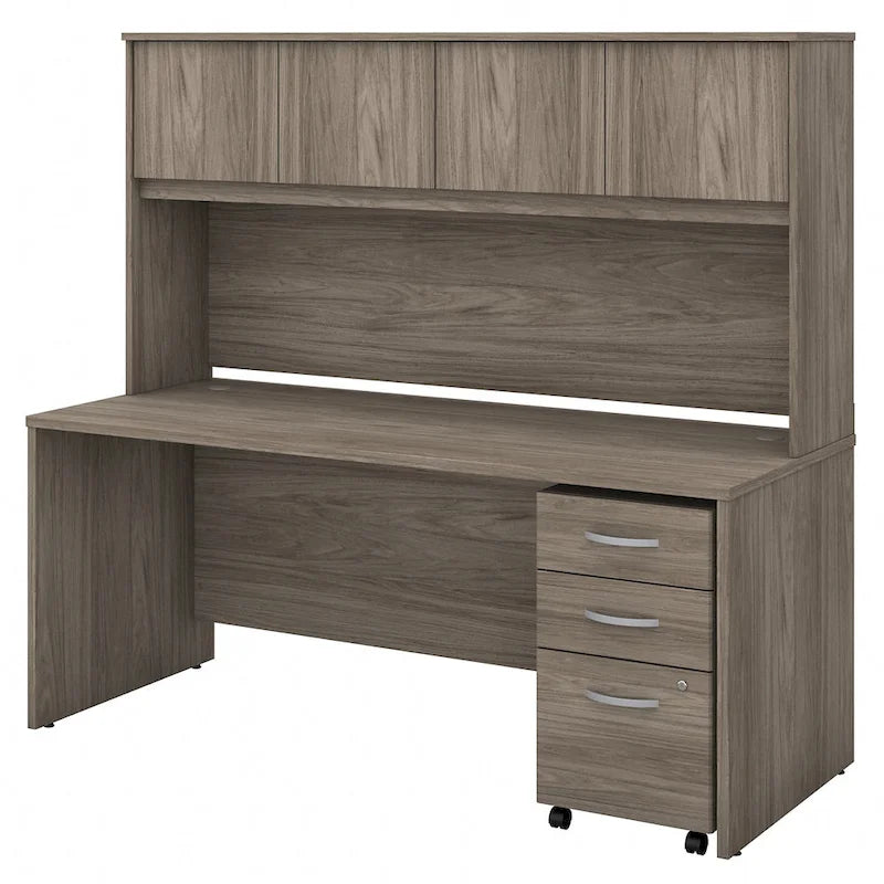 72 Office Desk with Hutch & 3-Drawer Mobile File Cabinet