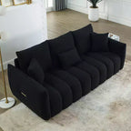 GDFStudio Alanna 79.5 Modern Teddy Fabric Upholstered 3-Seater Sofa with Pillows