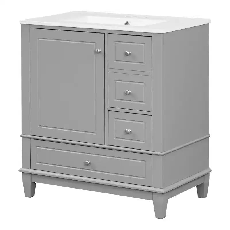 30 Bathroom Vanity Sink Combo, Bathroom storage Cabinet with Drawers and Shelf, Single Sink Bathroom Vanity
