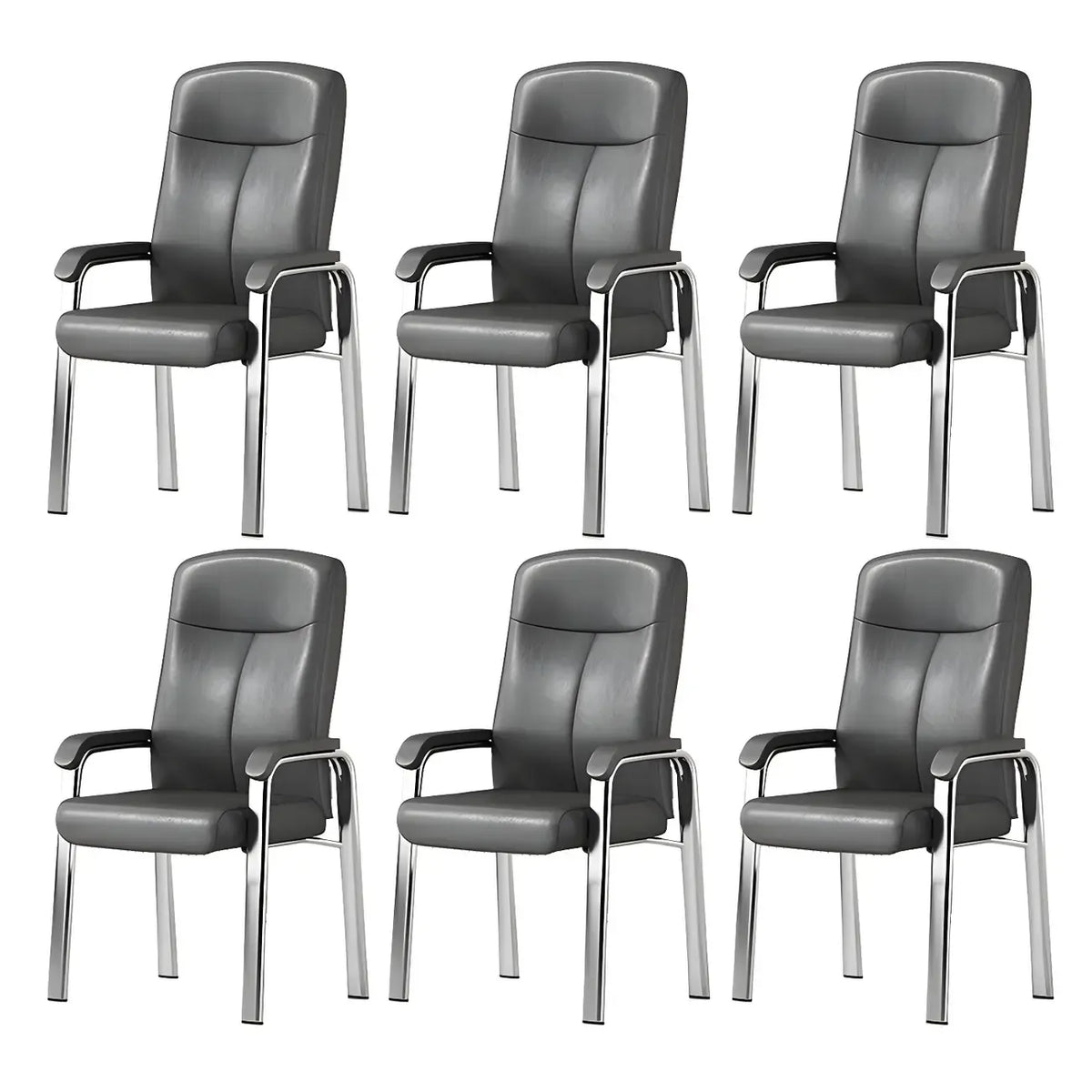 HomeyFad Modern Leather Metal 4-Leg Office Chair with Arms