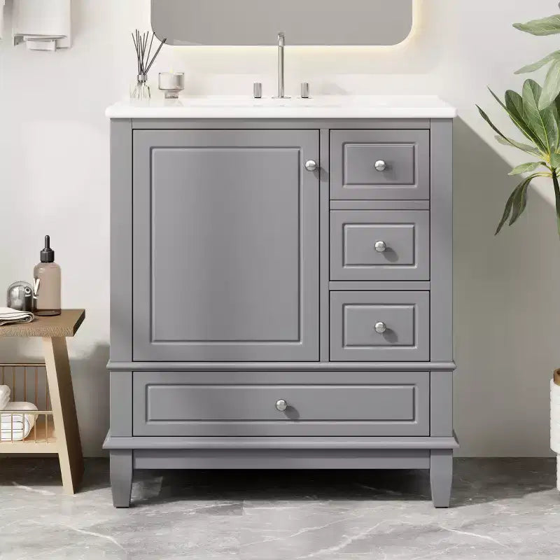 30 Bathroom Vanity Sink Combo, Bathroom storage Cabinet with Drawers and Shelf, Single Sink Bathroom Vanity