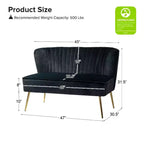 Causeuse en velours Nicolas | Canapé 2 places contemporain pour salon et chambre à coucher avec dossier capitonné | Karat Home