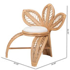bali & pari Gresham Natural Rattan Leaf Accent Chair White/Natural Brown: Handcrafted, Foam Cushioned, No Assembly Required