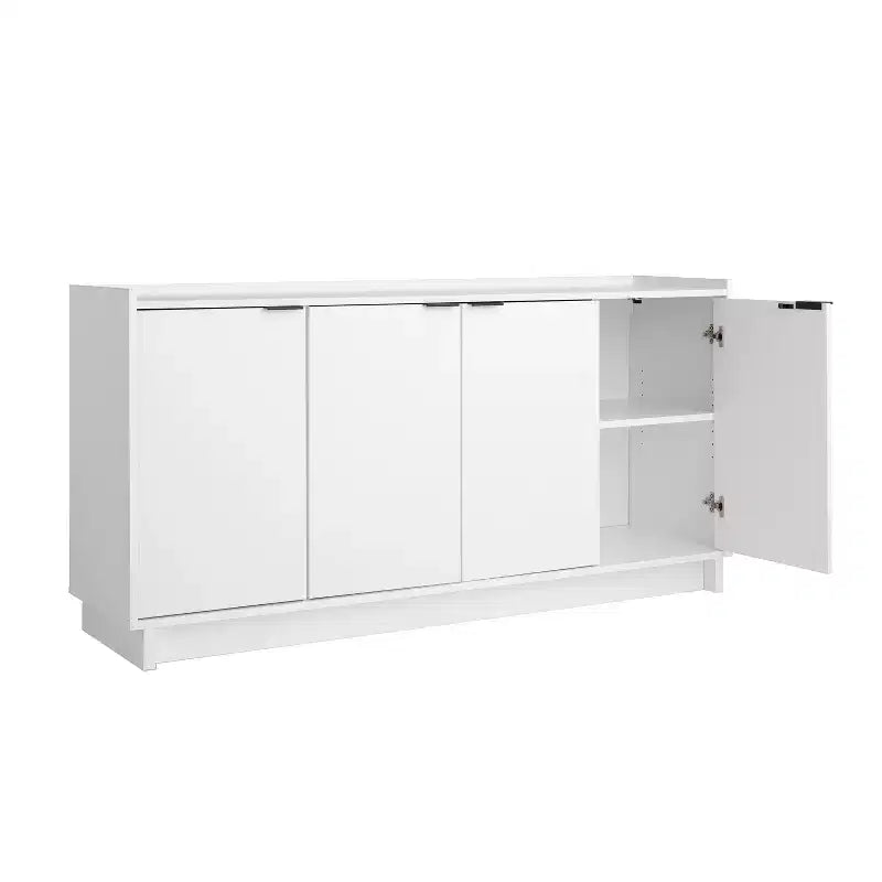 Simply Modern 4-Door Sideboard Console Table Cabinet, Black