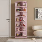 Bellemave Rotating shoe rack,rotating shoe rack tower 360, Holds over 28 pairs of shoes,Pink