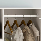 Armoire à deux portes avec miroir, blanc/brun foncé, 31,5L x 72H po – 31,5L x 72H po
