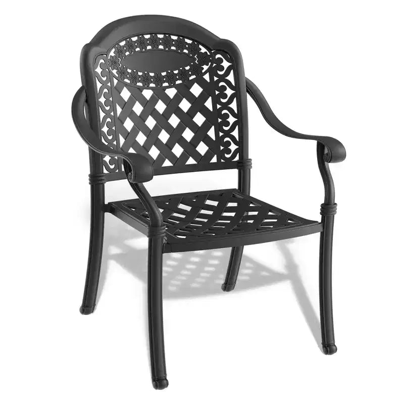 Set of 2 Cast Aluminum Patio Dining Chairs, Black Rust Resistant Frame with Water Resistant Cushions