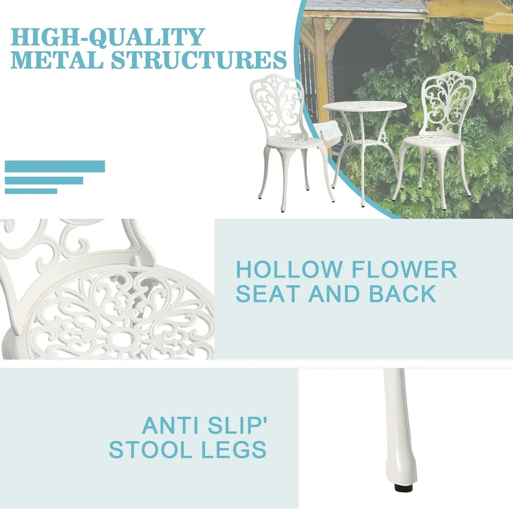 Ensemble de 3 pièces pour terrasse extérieure en aluminium avec table papillon, chaises et trou pour parasol