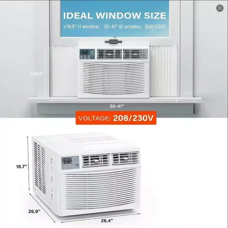 23,200 BTU Smart Window AC Heat Pump - 7-in-1 White Unit (1 Pack) for Large Rooms up to 950 Sq.Ft | WiFi/Alexa Enabled, 208/230V