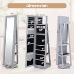 Costway Armoire à bijoux rotative à 360° 2-en-1 Organiseur miroir verrouillable Blanc/Noir/Marron foncé/Gris/Bleu/Rose/Violet/Gris foncé