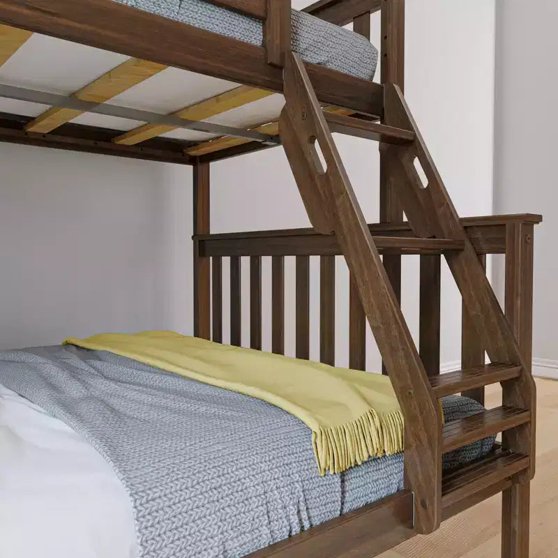 Max & Lily Bunk Bed Twin over Full Size, Solid Wood Bunk Beds with Ladder for Kids