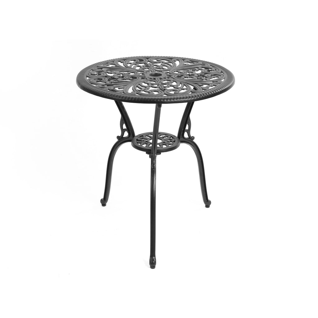 Ensemble de 3 pièces pour terrasse extérieure en aluminium avec table papillon, chaises et trou pour parasol
