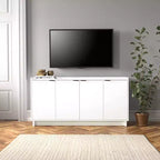 Simply Modern 4-Door Sideboard Console Table Cabinet, Black