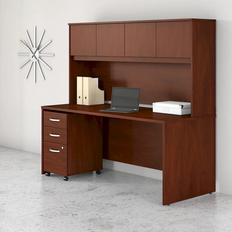 72 Office Desk with Hutch & 3-Drawer Mobile File Cabinet
