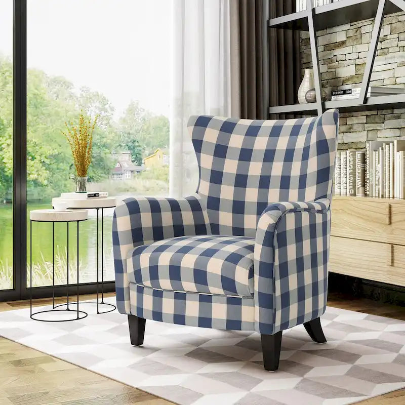 Modern Retro 30.25 High Back Upholstered Arm Chair with Wood Legs for Living Room