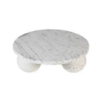 Round Marble Coffee Table with Sphere Legs, Multicolor, Seats 4–6