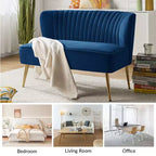 Causeuse en velours Nicolas | Canapé 2 places contemporain pour salon et chambre à coucher avec dossier capitonné | Karat Home