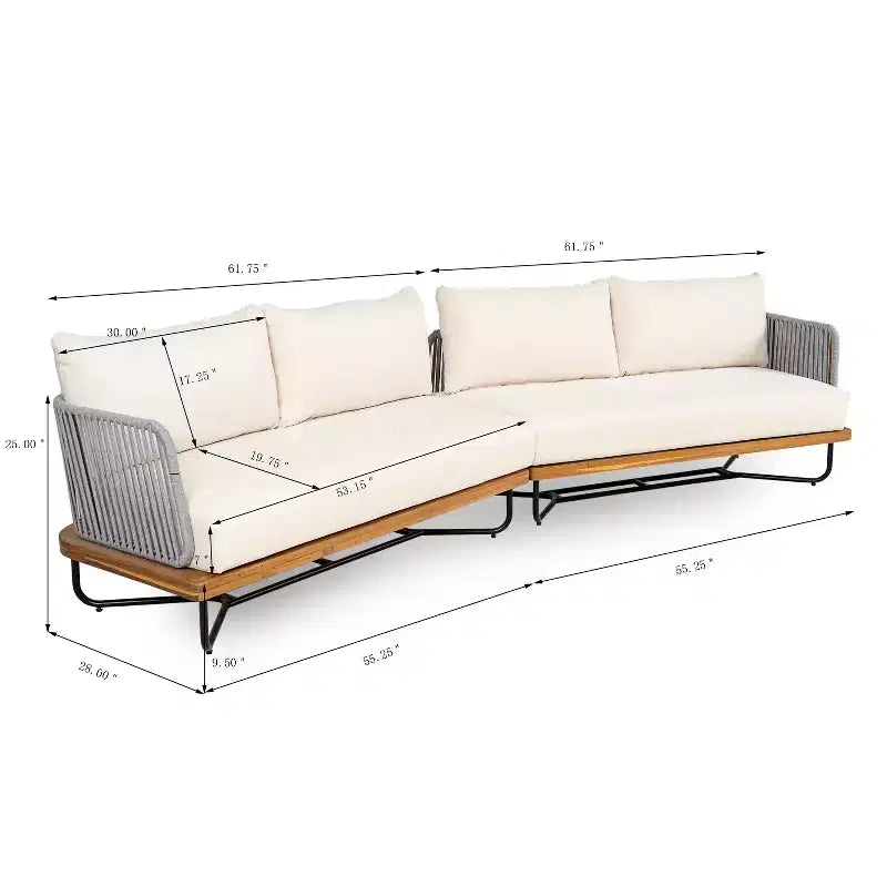 Christopher Knight Home Raphael 4 Piece Outdoor Rope and Acacia Sectional Sofa Set (Table Not Included)
