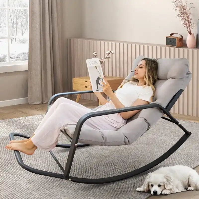 Fauteuil à bascule surdimensionné, transat d'extérieur très large de 204 kg avec coussins résistants à l'eau