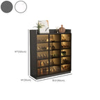 Led-lit Shoe Cabinet with Adjustable Shelves Transparent Doors