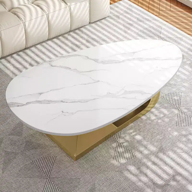 Ceramic Surface Coffee Table with Contemporary Stainless Steel Base  Durable and Elegant Showpiece for Living Room