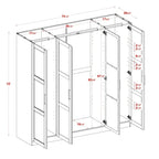 100% Solid Wood  4-Door Wardrobe with Solid Wood or Mirrored Doors